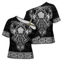 Vikings from Yorkshire Cross Shoulder Shirt Black Spirit of Jorvik - Wonder Print Shop
