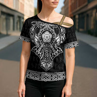 Vikings from Yorkshire Cross Shoulder Shirt Black Spirit of Jorvik - Wonder Print Shop