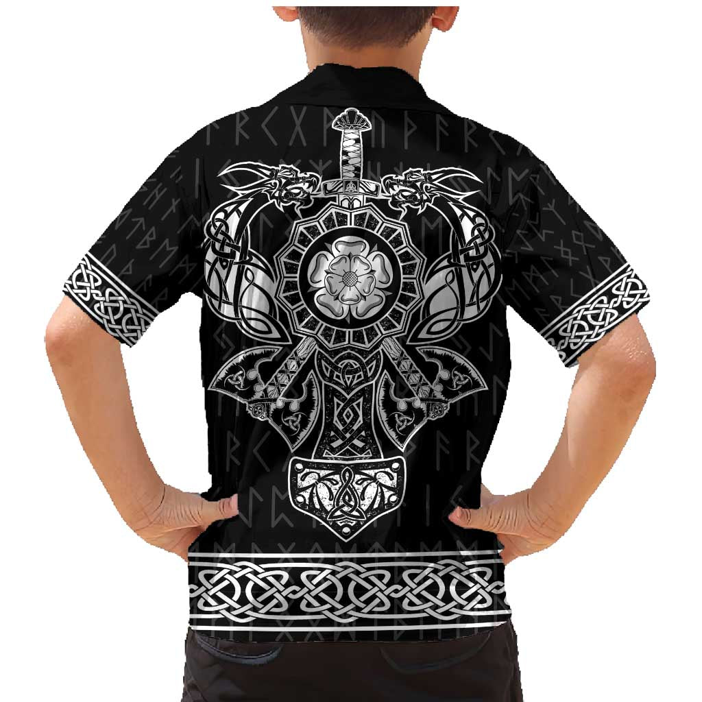 Vikings from Yorkshire Family Matching Mermaid Dress and Hawaiian Shirt Black Spirit of Jorvik - Wonder Print Shop