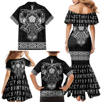 Vikings from Yorkshire Family Matching Mermaid Dress and Hawaiian Shirt Black Spirit of Jorvik - Wonder Print Shop