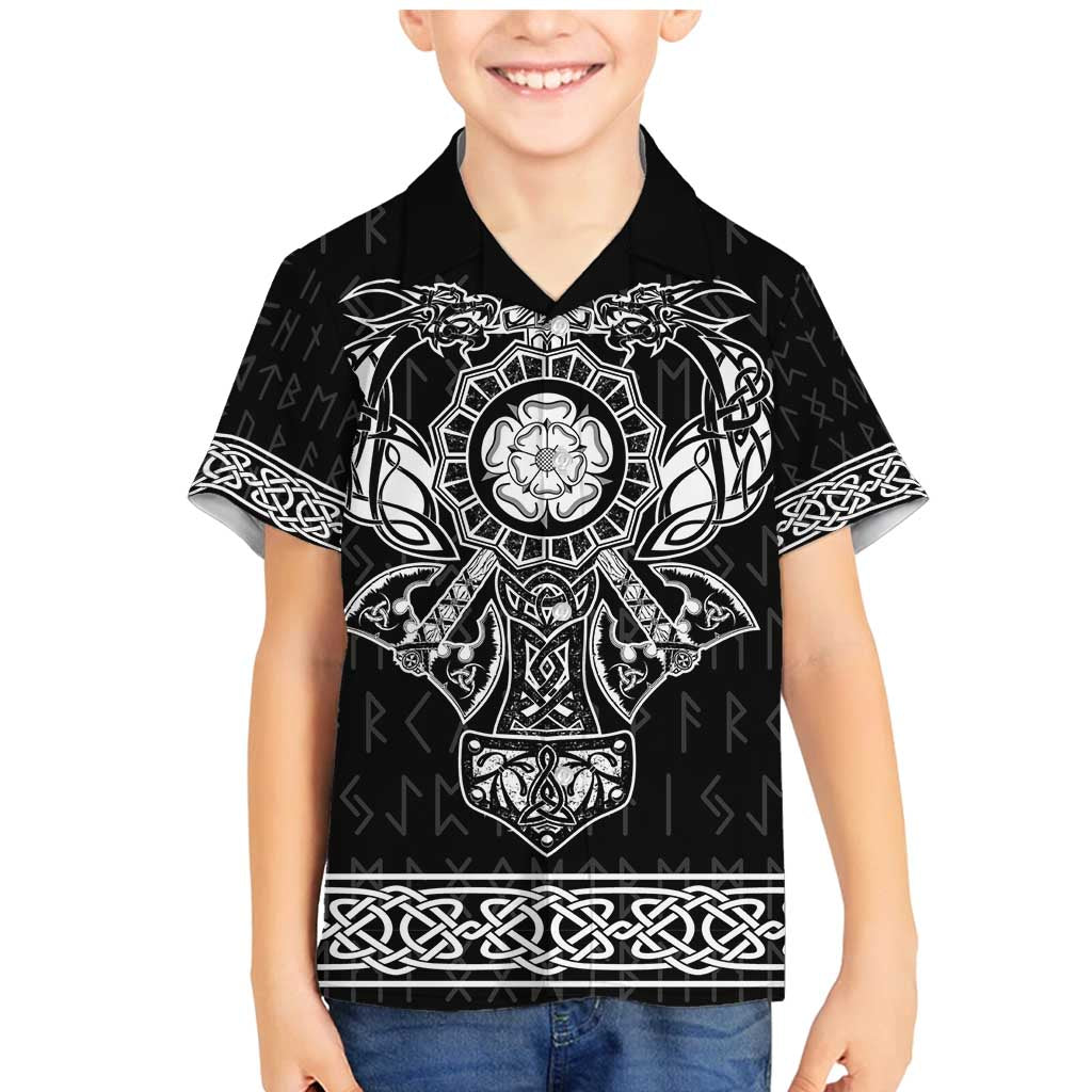 Vikings from Yorkshire Family Matching Mermaid Dress and Hawaiian Shirt Black Spirit of Jorvik - Wonder Print Shop