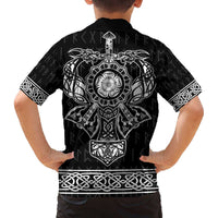 Vikings from Yorkshire Family Matching Off The Shoulder Long Sleeve Dress and Hawaiian Shirt Black Spirit of Jorvik - Wonder Print Shop