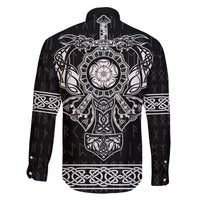 Vikings from Yorkshire Family Matching Off The Shoulder Long Sleeve Dress and Hawaiian Shirt Black Spirit of Jorvik - Wonder Print Shop
