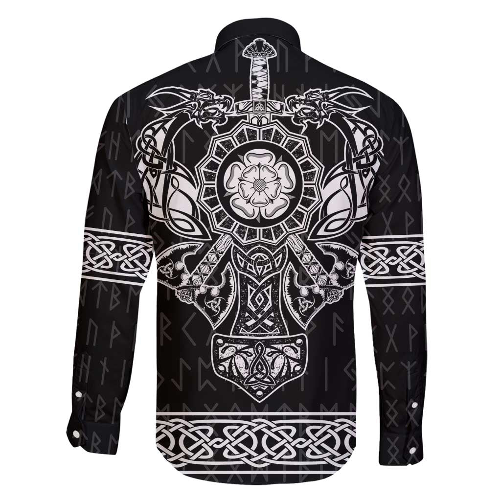 Vikings from Yorkshire Family Matching Off Shoulder Maxi Dress and Hawaiian Shirt Black Spirit of Jorvik - Wonder Print Shop