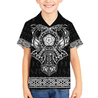 Vikings from Yorkshire Family Matching Off Shoulder Maxi Dress and Hawaiian Shirt Black Spirit of Jorvik - Wonder Print Shop
