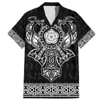 Vikings from Yorkshire Family Matching Off Shoulder Short Dress and Hawaiian Shirt Black Spirit of Jorvik - Wonder Print Shop