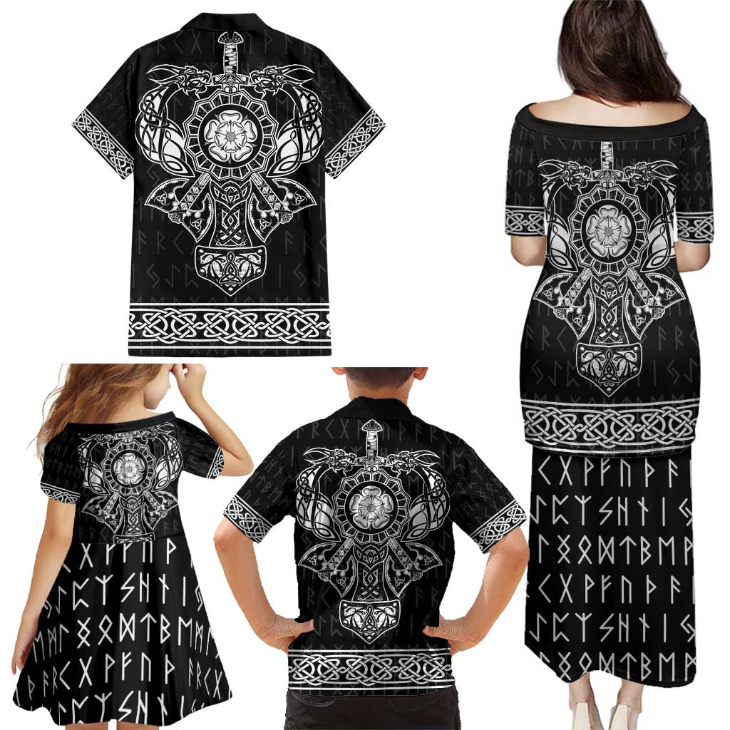 Vikings from Yorkshire Family Matching Puletasi and Hawaiian Shirt Black Spirit of Jorvik - Wonder Print Shop
