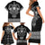 Vikings from Yorkshire Family Matching Short Sleeve Bodycon Dress and Hawaiian Shirt Black Spirit of Jorvik - Wonder Print Shop