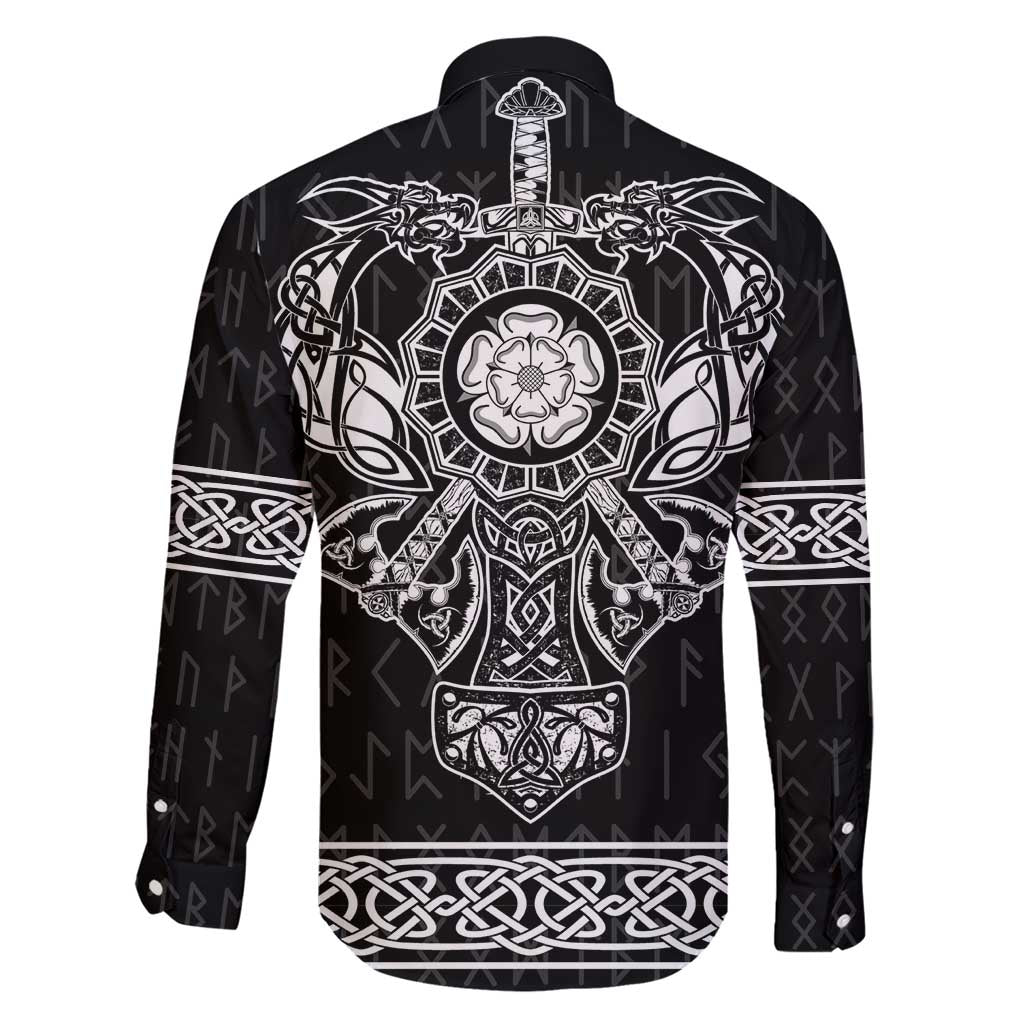 Vikings from Yorkshire Family Matching Short Sleeve Bodycon Dress and Hawaiian Shirt Black Spirit of Jorvik - Wonder Print Shop