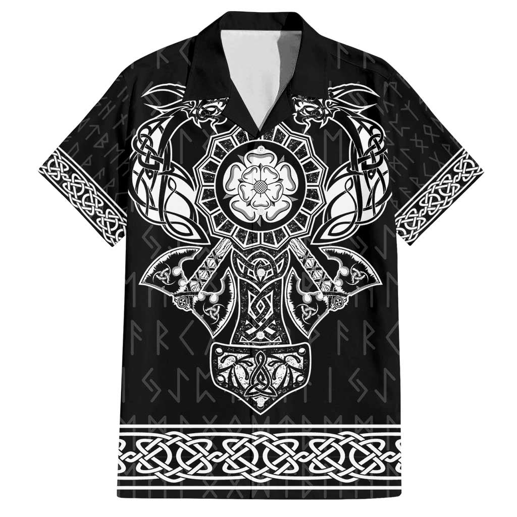 Vikings from Yorkshire Family Matching Summer Maxi Dress and Hawaiian Shirt Black Spirit of Jorvik - Wonder Print Shop