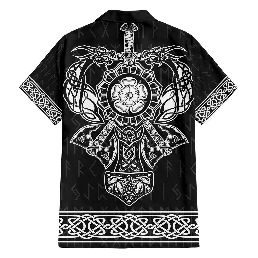 Vikings from Yorkshire Family Matching Summer Maxi Dress and Hawaiian Shirt Black Spirit of Jorvik - Wonder Print Shop
