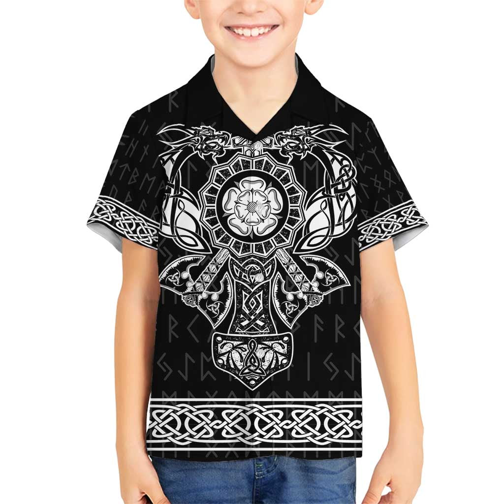 Vikings from Yorkshire Family Matching Summer Maxi Dress and Hawaiian Shirt Black Spirit of Jorvik - Wonder Print Shop