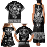 Vikings from Yorkshire Family Matching Tank Maxi Dress and Hawaiian Shirt Black Spirit of Jorvik - Wonder Print Shop