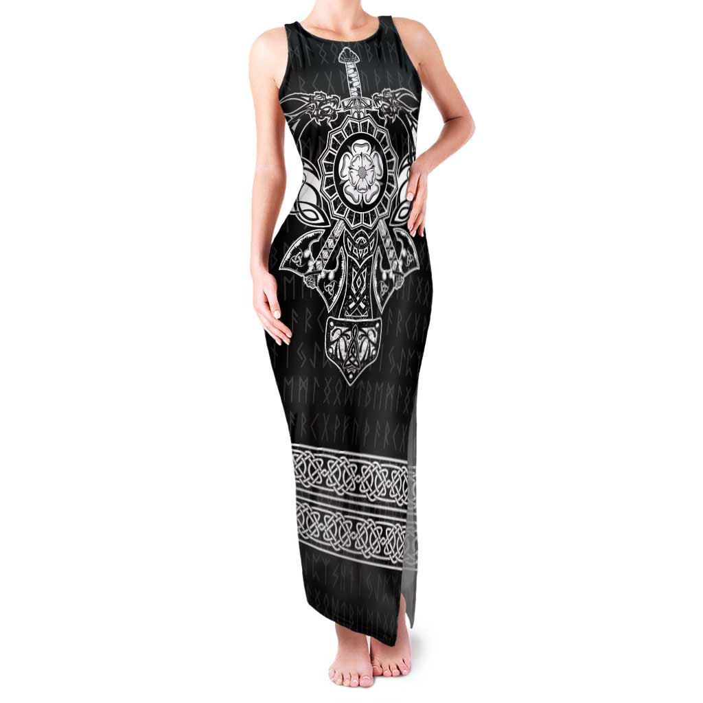 Vikings from Yorkshire Family Matching Tank Maxi Dress and Hawaiian Shirt Black Spirit of Jorvik - Wonder Print Shop