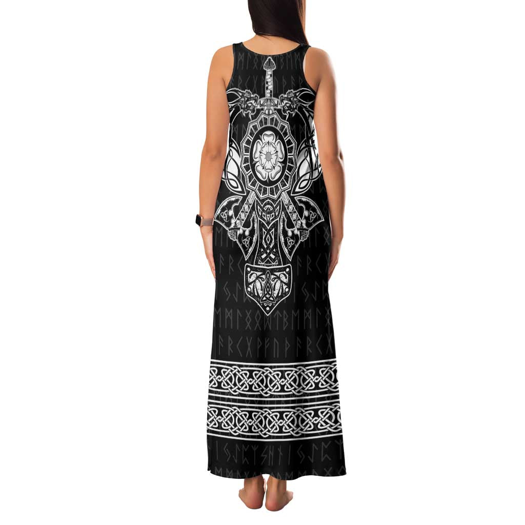 Vikings from Yorkshire Family Matching Tank Maxi Dress and Hawaiian Shirt Black Spirit of Jorvik - Wonder Print Shop