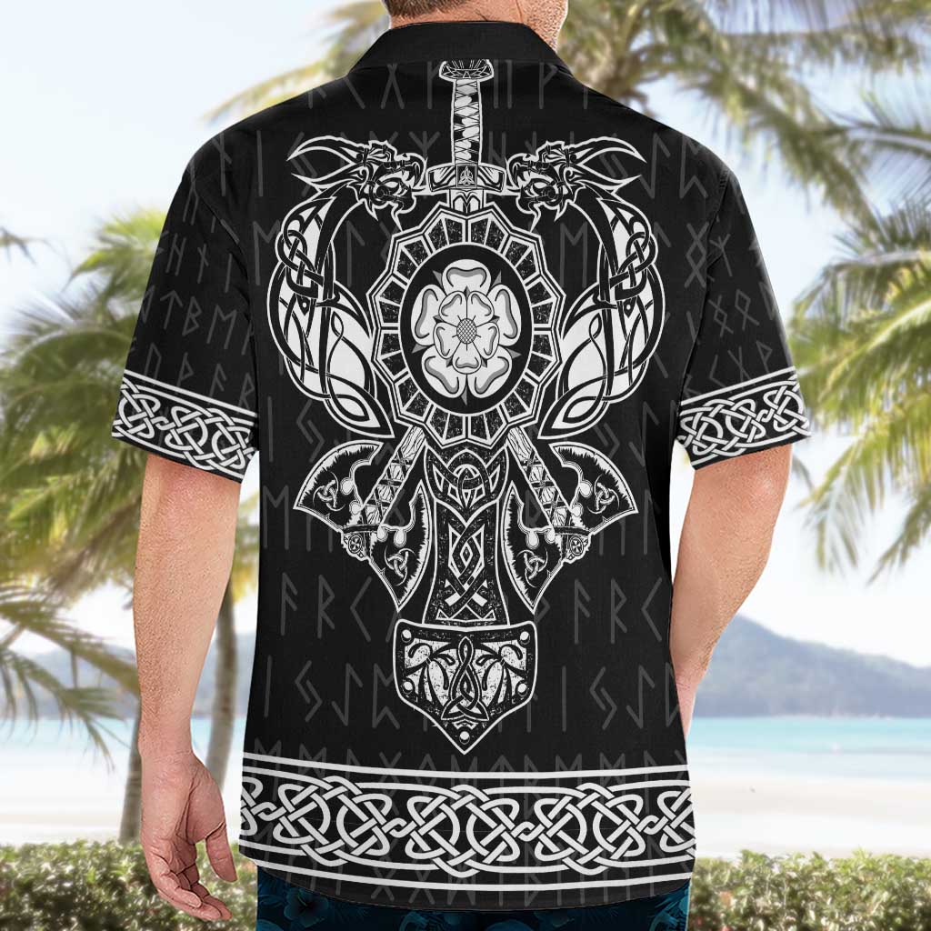 Vikings from Yorkshire Hawaiian Shirt Black Spirit of Jorvik - Wonder Print Shop