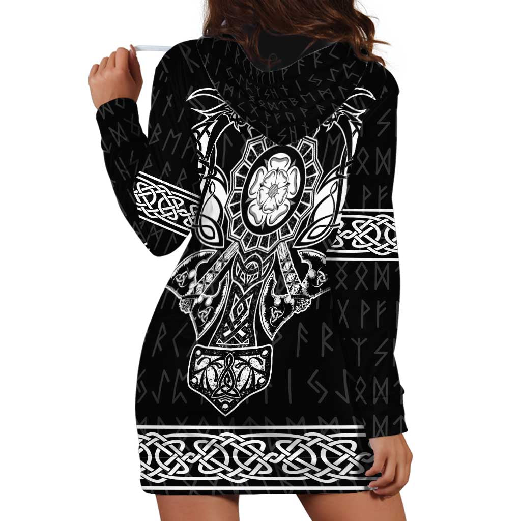 Vikings from Yorkshire Hoodie Dress Black Spirit of Jorvik - Wonder Print Shop