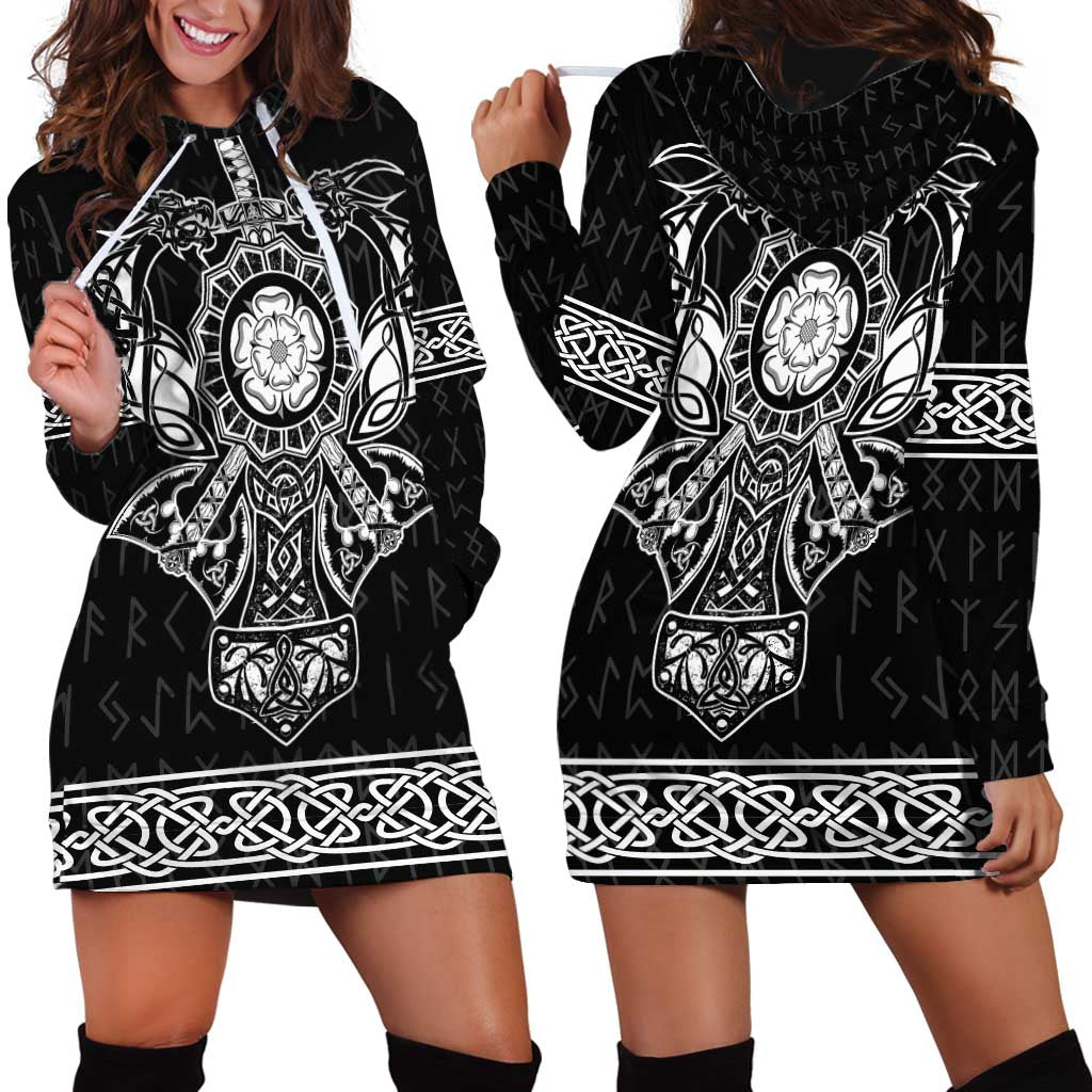 Vikings from Yorkshire Hoodie Dress Black Spirit of Jorvik - Wonder Print Shop