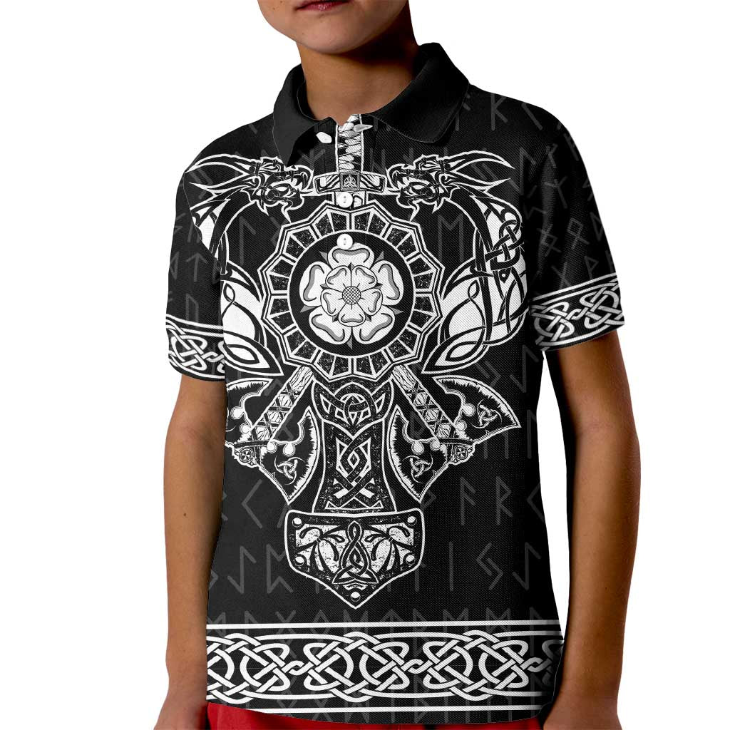 Vikings from Yorkshire Kid Polo Shirt Black Spirit of Jorvik - Wonder Print Shop