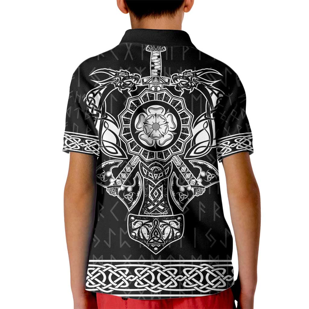 Vikings from Yorkshire Kid Polo Shirt Black Spirit of Jorvik - Wonder Print Shop
