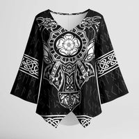 Vikings from Yorkshire Kimono Sleeve Blouse Black Spirit of Jorvik - Wonder Print Shop
