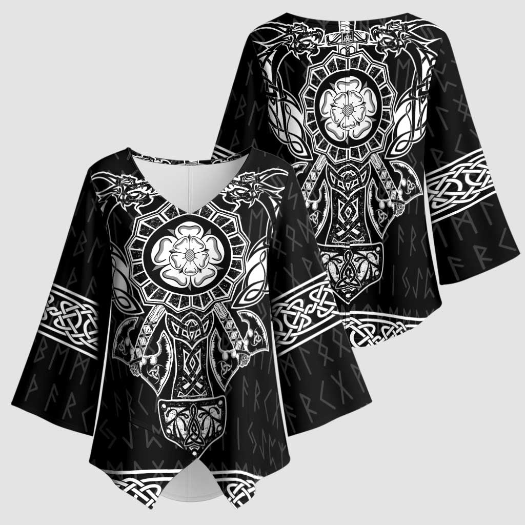Vikings from Yorkshire Kimono Sleeve Blouse Black Spirit of Jorvik - Wonder Print Shop