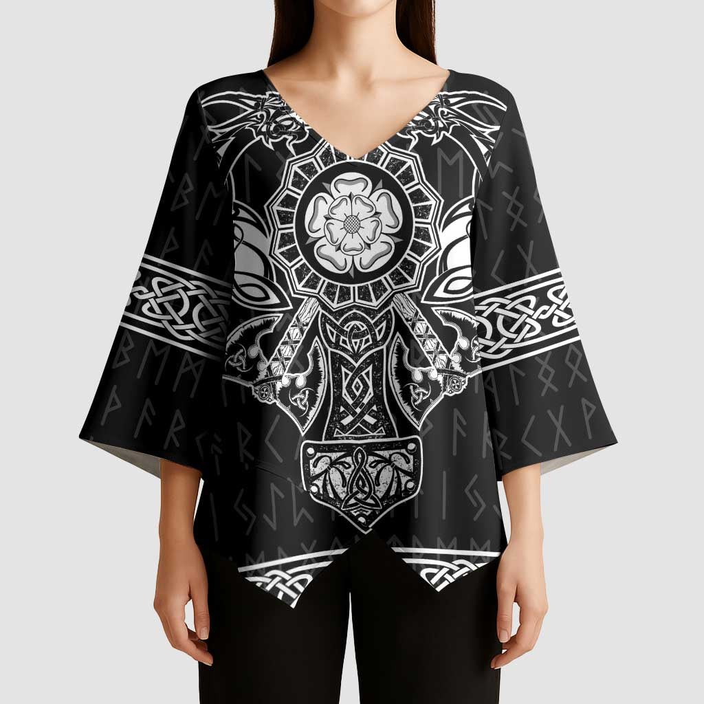 Vikings from Yorkshire Kimono Sleeve Blouse Black Spirit of Jorvik - Wonder Print Shop