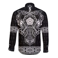Vikings from Yorkshire Long Sleeve Button Shirt Black Spirit of Jorvik - Wonder Print Shop