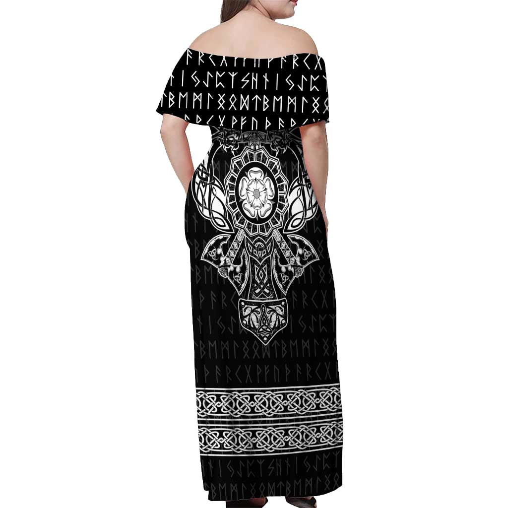 Vikings from Yorkshire Off Shoulder Maxi Dress Black Spirit of Jorvik - Wonder Print Shop