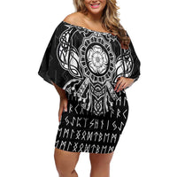 Vikings from Yorkshire Off Shoulder Short Dress Black Spirit of Jorvik - Wonder Print Shop