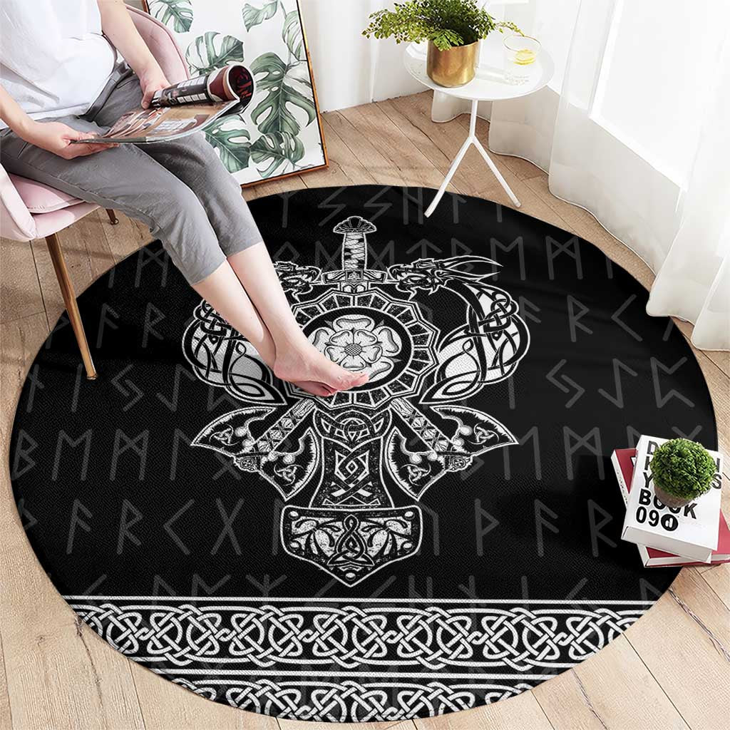Vikings from Yorkshire Round Carpet Black Spirit of Jorvik - Wonder Print Shop