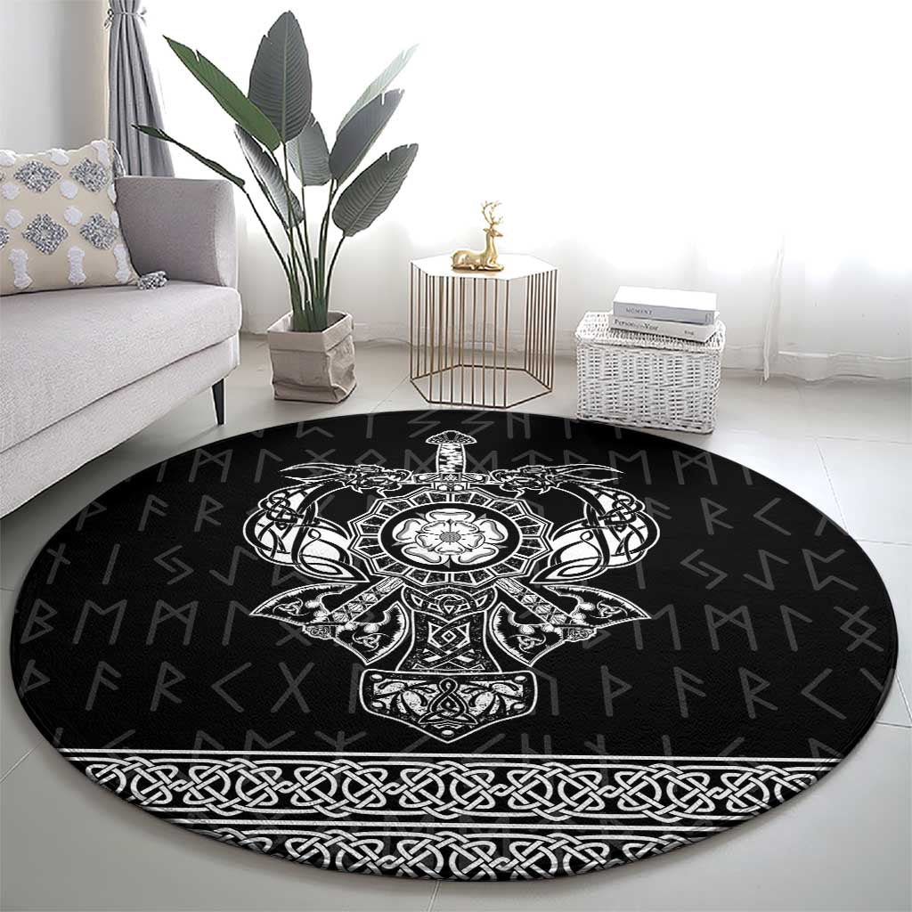 Vikings from Yorkshire Round Carpet Black Spirit of Jorvik - Wonder Print Shop