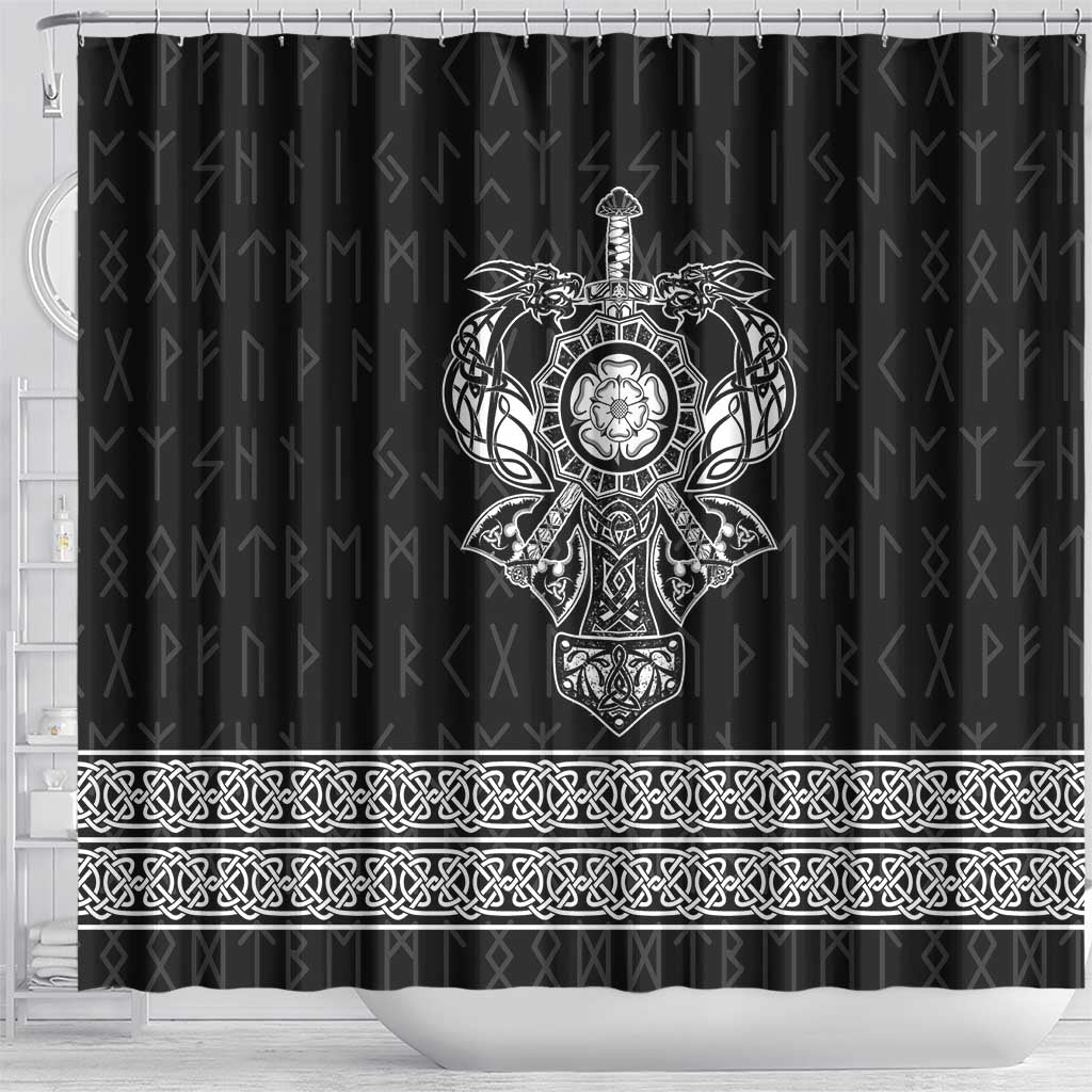 Vikings from Yorkshire Shower Curtain Black Spirit of Jorvik - Wonder Print Shop