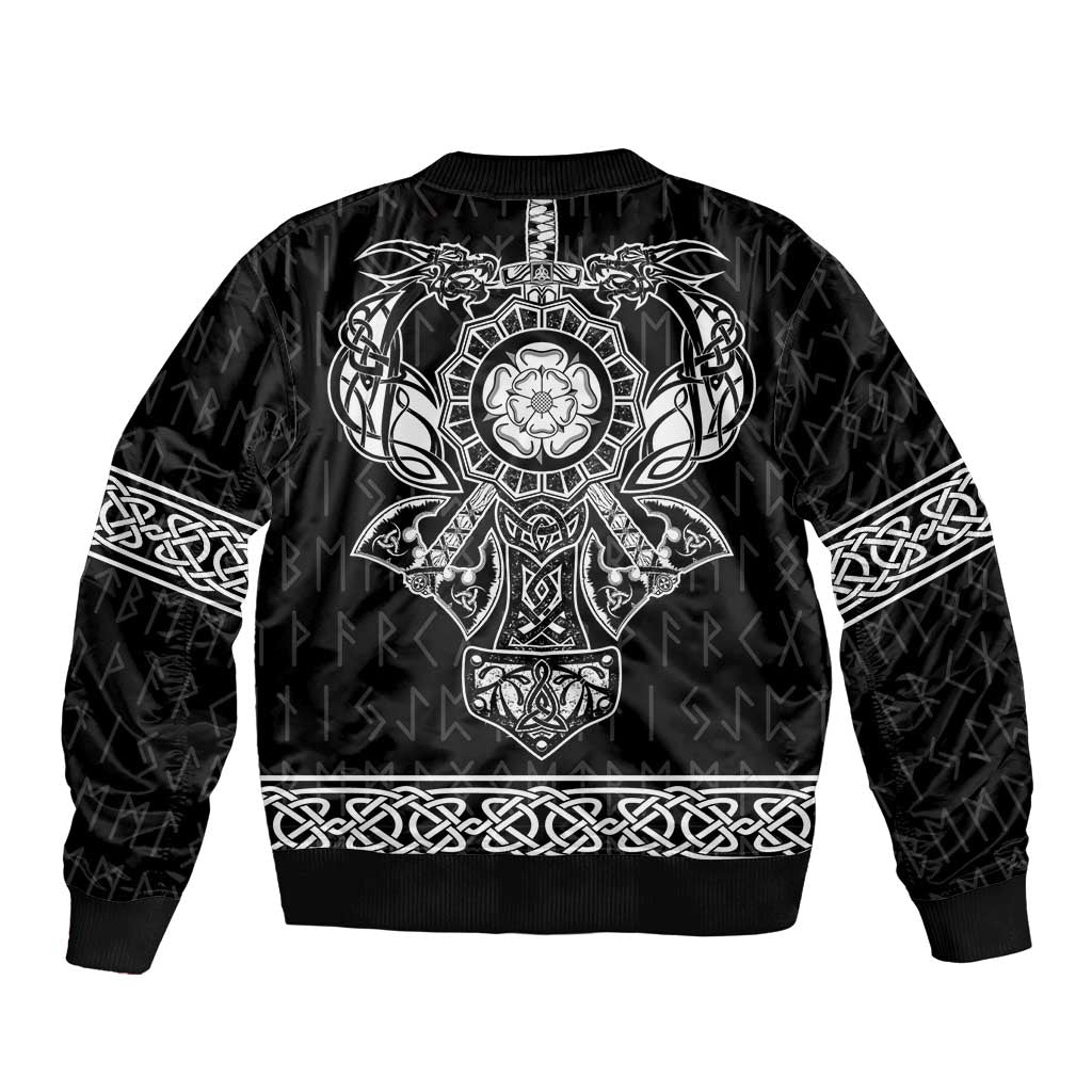 Vikings from Yorkshire Sleeve Zip Bomber Jacket Black Spirit of Jorvik - Wonder Print Shop