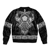 Vikings from Yorkshire Sleeve Zip Bomber Jacket Black Spirit of Jorvik - Wonder Print Shop