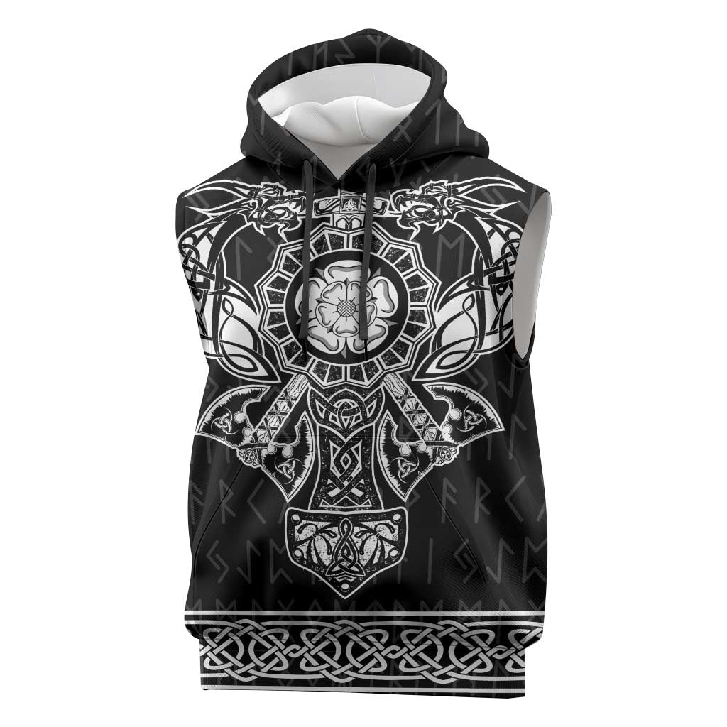 Vikings from Yorkshire Sleeveless Hoodie Black Spirit of Jorvik - Wonder Print Shop