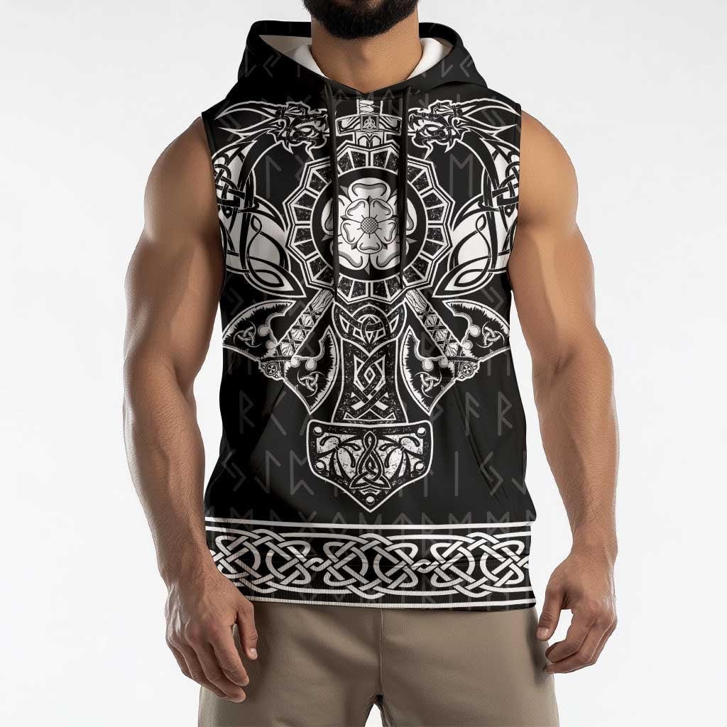 Vikings from Yorkshire Sleeveless Hoodie Black Spirit of Jorvik - Wonder Print Shop