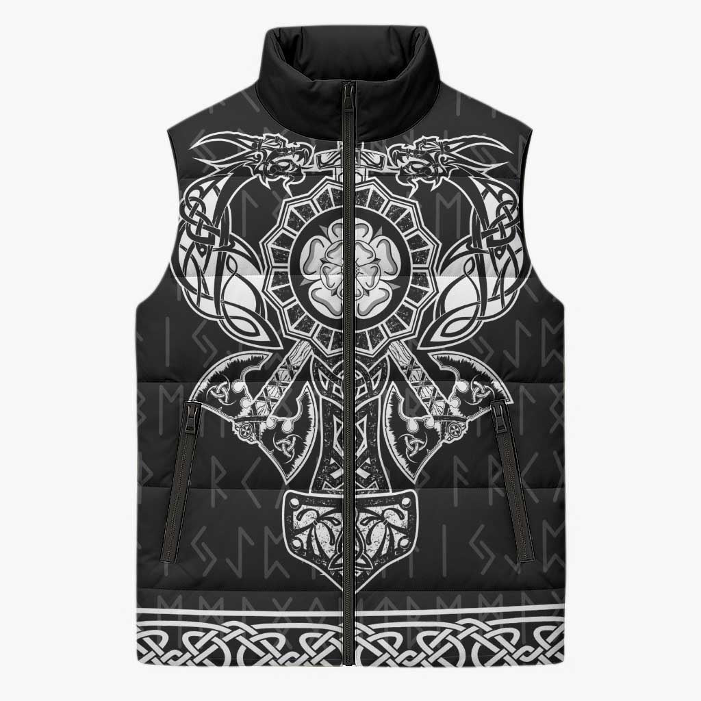 Vikings from Yorkshire Sleeveless Puffer Jacket Black Spirit of Jorvik - Wonder Print Shop