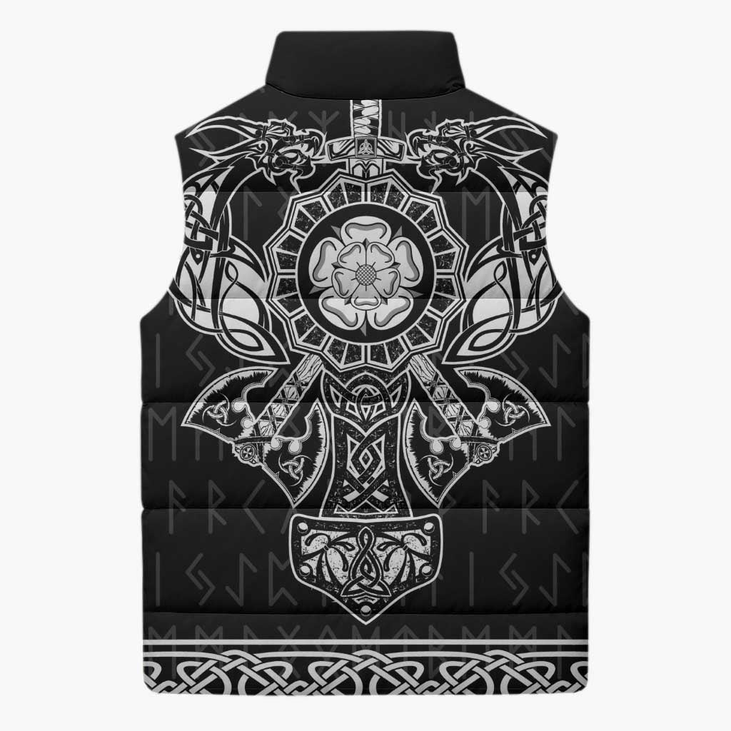 Vikings from Yorkshire Sleeveless Puffer Jacket Black Spirit of Jorvik - Wonder Print Shop