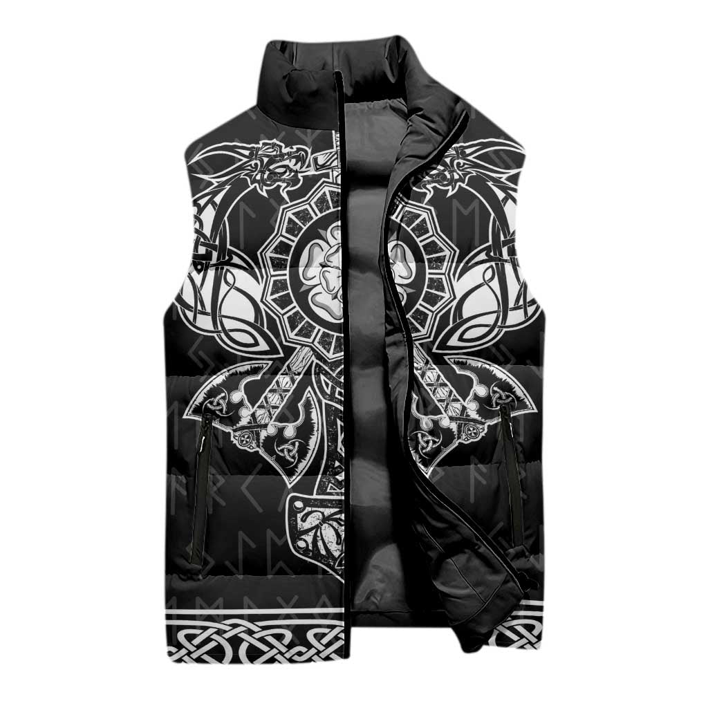 Vikings from Yorkshire Sleeveless Puffer Jacket Black Spirit of Jorvik - Wonder Print Shop