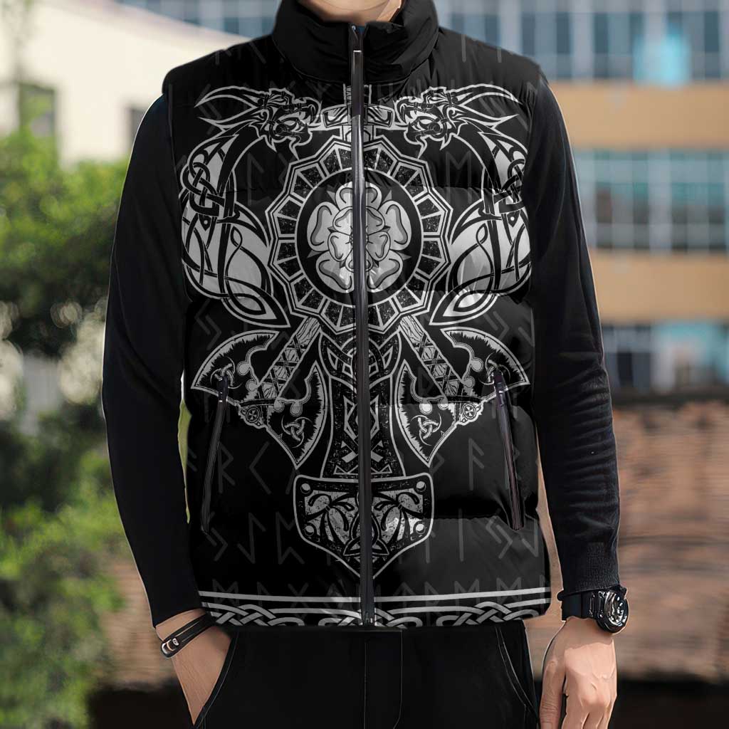 Vikings from Yorkshire Sleeveless Puffer Jacket Black Spirit of Jorvik - Wonder Print Shop