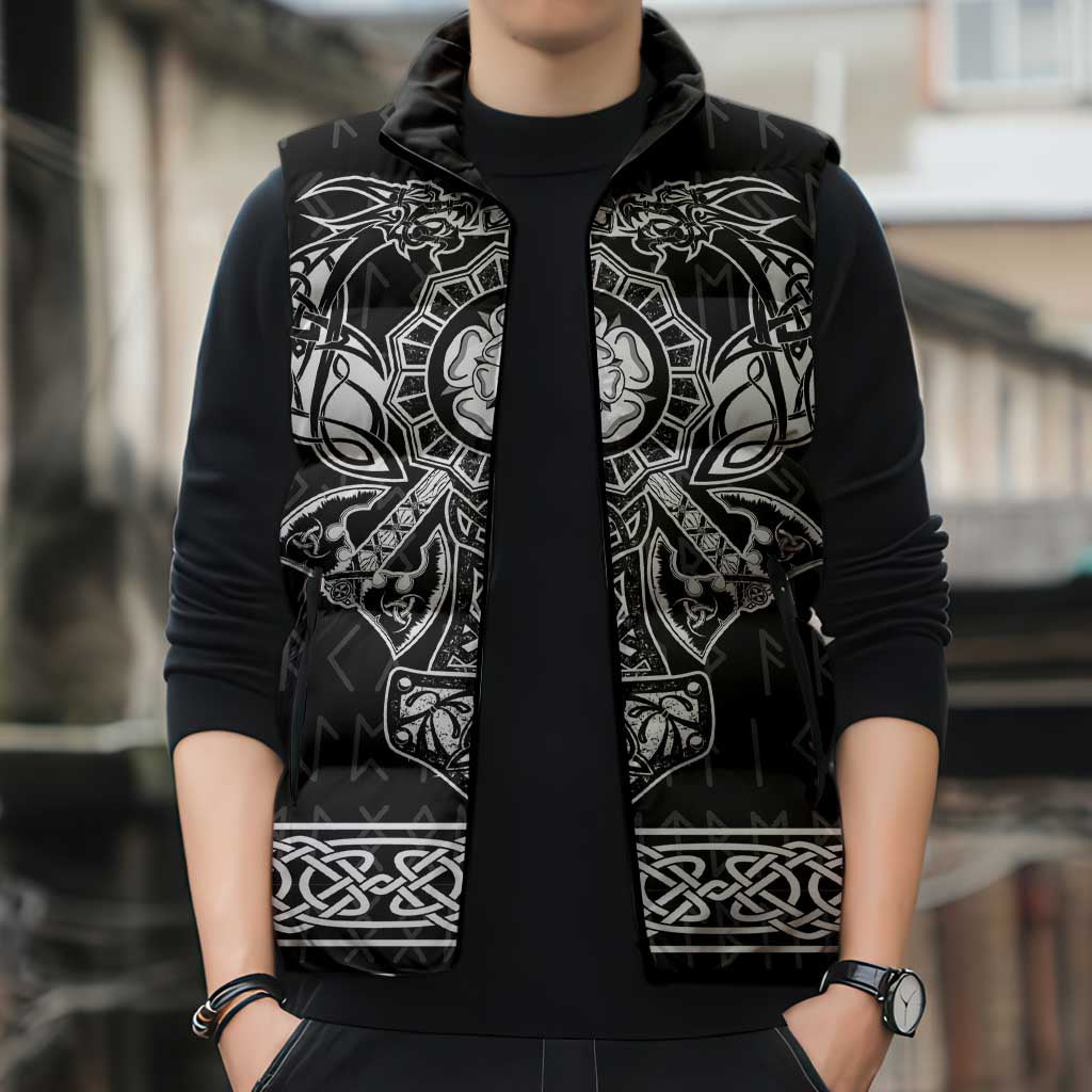 Vikings from Yorkshire Sleeveless Puffer Jacket Black Spirit of Jorvik - Wonder Print Shop