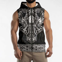 Vikings from Yorkshire Sleeveless Zip Hoodie Black Spirit of Jorvik - Wonder Print Shop