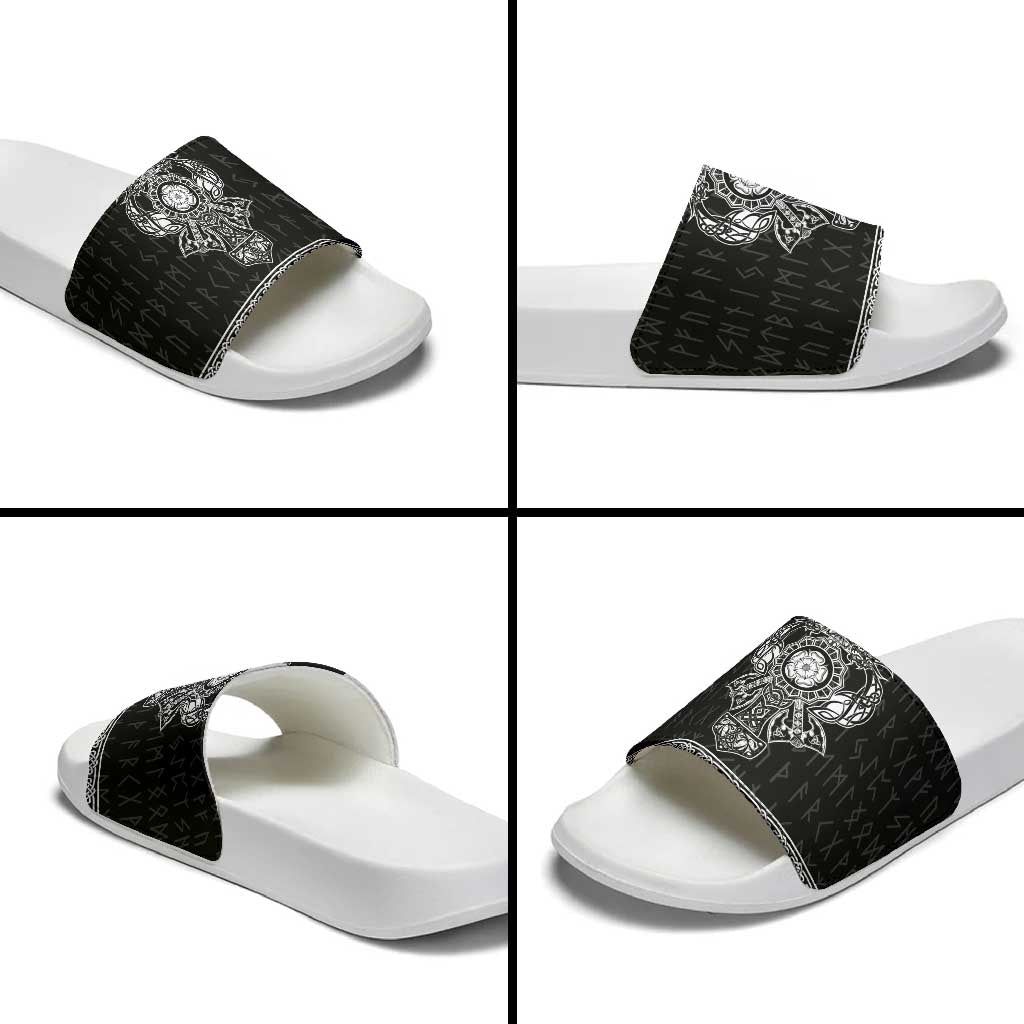 Vikings from Yorkshire Slide Sandals Black Spirit of Jorvik - Wonder Print Shop