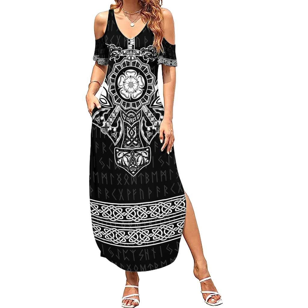 Vikings from Yorkshire Summer Maxi Dress Black Spirit of Jorvik - Wonder Print Shop