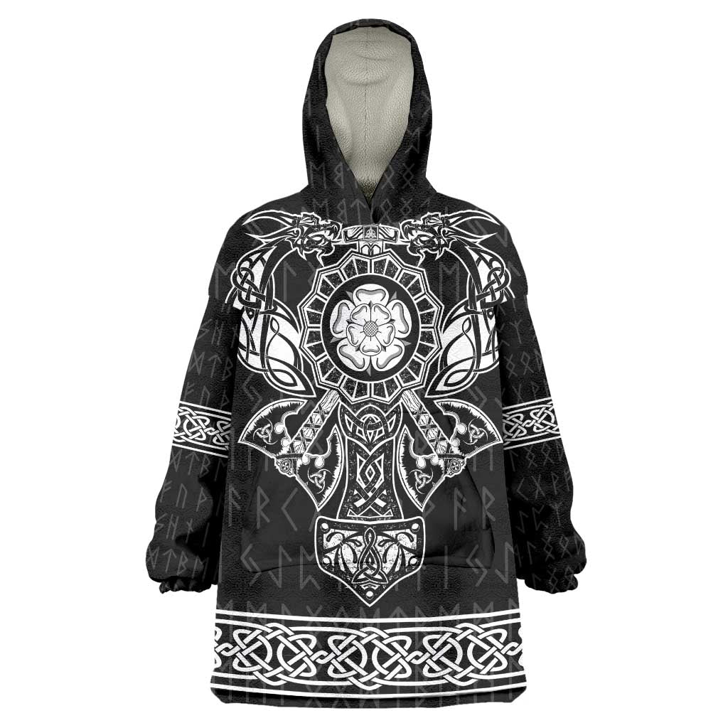 Vikings from Yorkshire Wearable Blanket Hoodie Black Spirit of Jorvik - Wonder Print Shop
