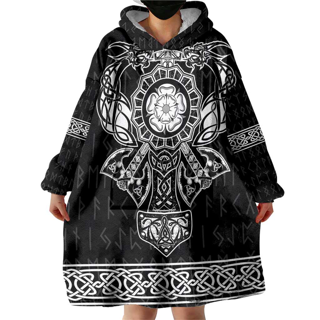 Vikings from Yorkshire Wearable Blanket Hoodie Black Spirit of Jorvik - Wonder Print Shop