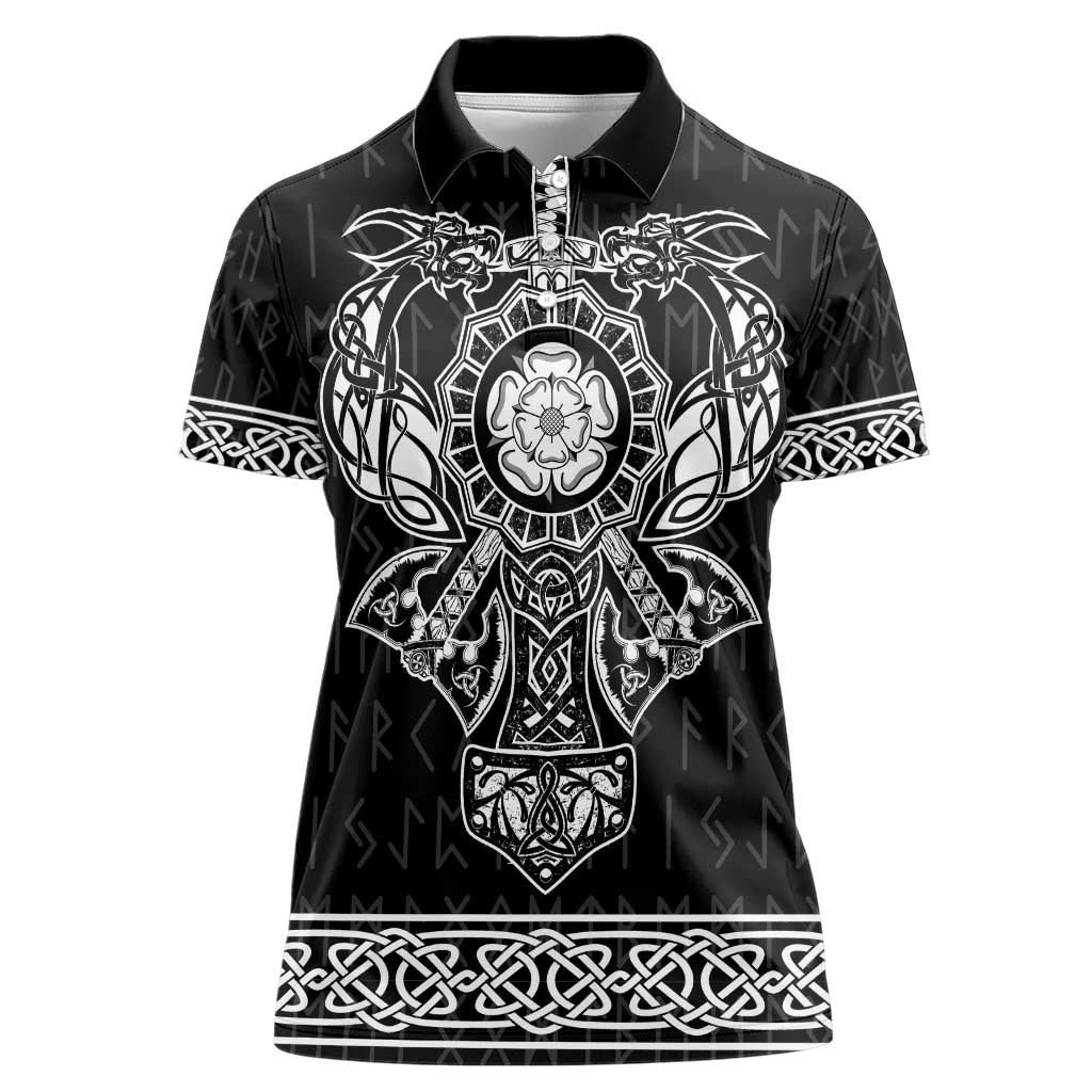 Vikings from Yorkshire Women Polo Shirt Black Spirit of Jorvik - Wonder Print Shop