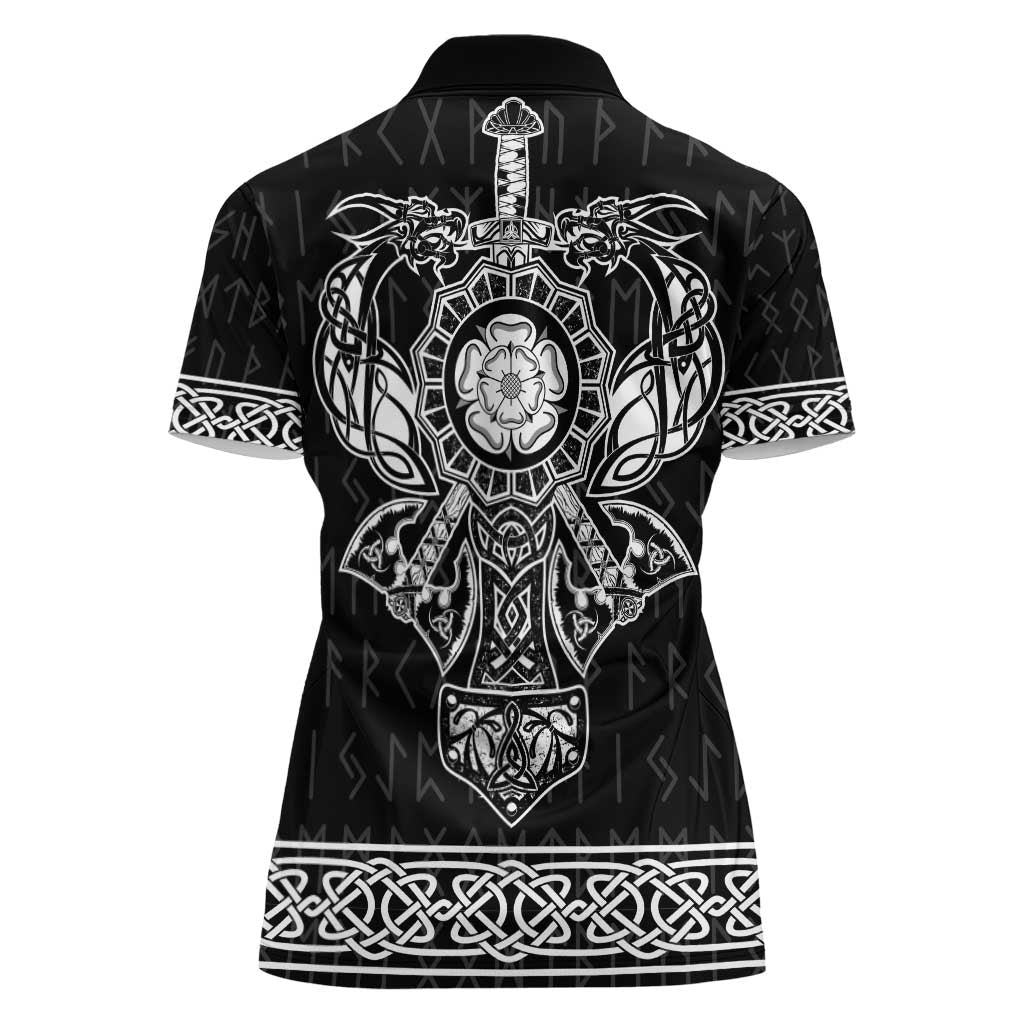 Vikings from Yorkshire Women Polo Shirt Black Spirit of Jorvik - Wonder Print Shop