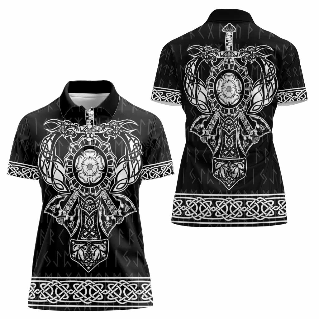 Vikings from Yorkshire Women Polo Shirt Black Spirit of Jorvik - Wonder Print Shop